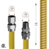 Flextron Gas Line Hose 1/2'' O.D.x18'' Len 1/2" FIPxMIP Fittings Yellow Coated Stainless Steel Flexible FTGC-YC38-18C
